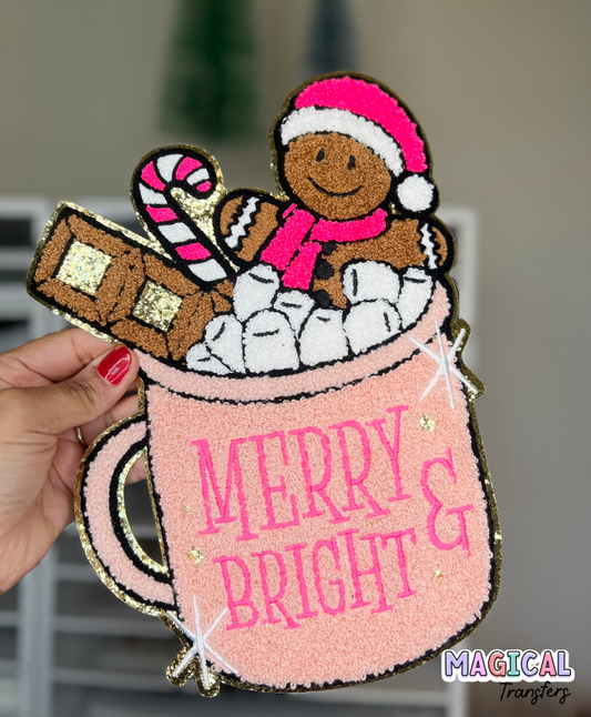 Merry & Bright - Chenille Iron On Patch